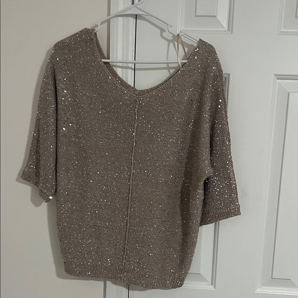 Sparkling Brown Knit Top